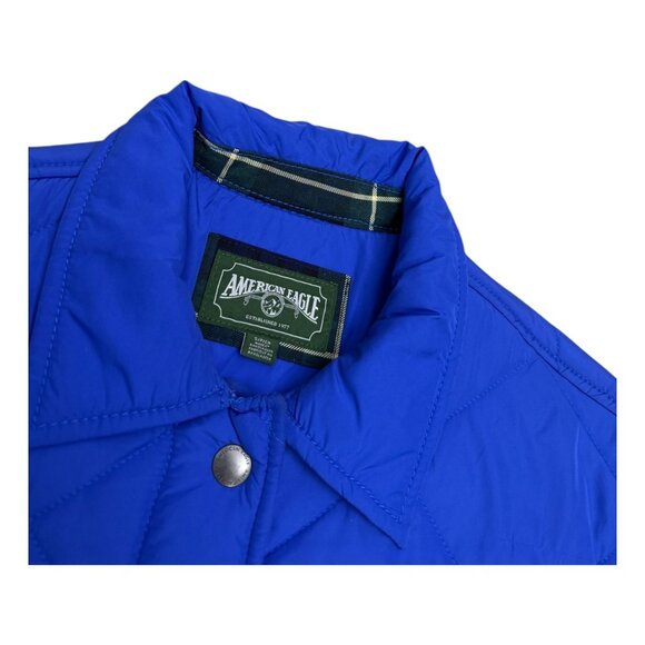 AMERICAN EAGLE Quilted Vibrant Blue Designer Puffer Parka Jacket Womens Small - Picture 2 of 5